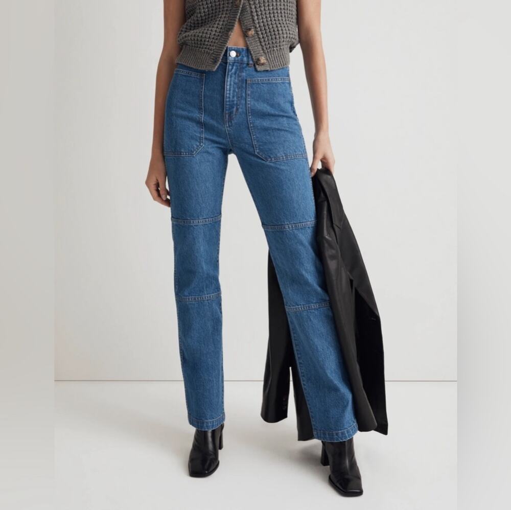 Madewell Jeans Womens 32 Blue 90s Straight Utility Fenwood Wash Cheeky High Rise